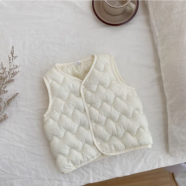 Vattert vest for barn, varm ermeløs jakke for gutter og jenter, lett høst-vinter lagdelt bekledning for babyer og barn*150cm*Cloud White Cloud White 150cm