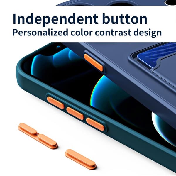 iPhone 17 Pro Cover med Kortlomme og Kontrastfarvede Knapper {hw}