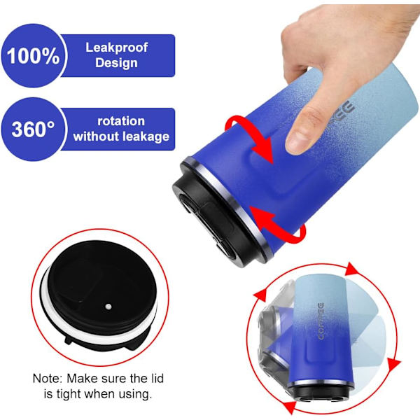 Resemugg i rostfritt stål 510ml Gradient Blå Isolerad Termosmugg För Varma Drycker