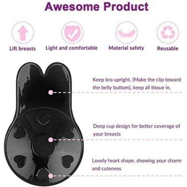 2 par osynliga push-up behåar, självhäftande behåar med prickig design, push-up behå utan band, 11,5 cm