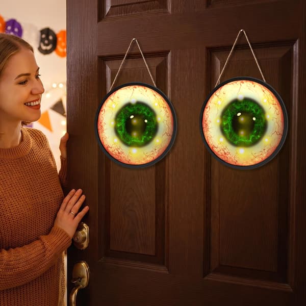 2 STK Halloween LED Lysende Øjeæble Hængende Dekorationer, Lysende Vindues- og Festpynt FGGP024S