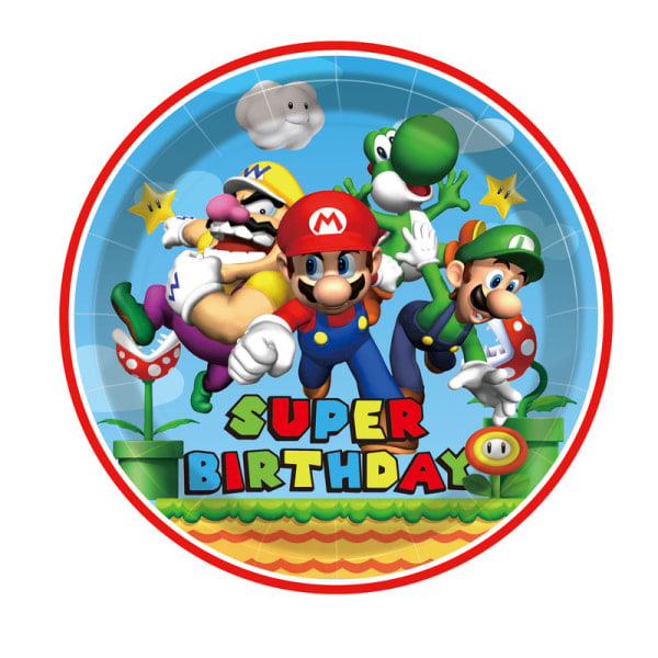 Mario tema fest dekoration rekvisitter engangstallerkener servietter dug dug sæt
