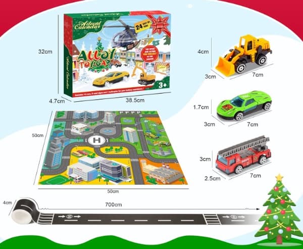 Adventskalender 2025, barnevogn, leker, små gaver