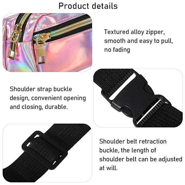 Ny laser holografisk midjeväska Fanny Pack Slim Shiny - i lager silver