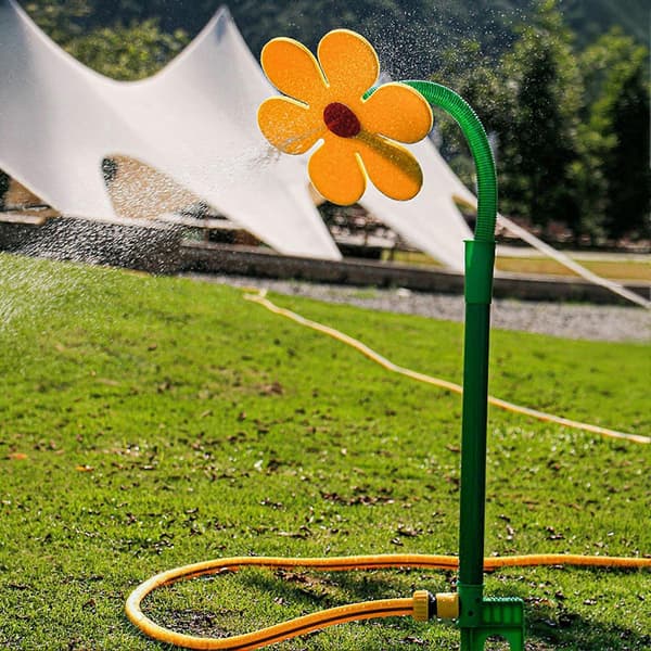 Crazy Daisy Vannspreder – med dobbel piggbase – for hunder og barn – stabil Yellow