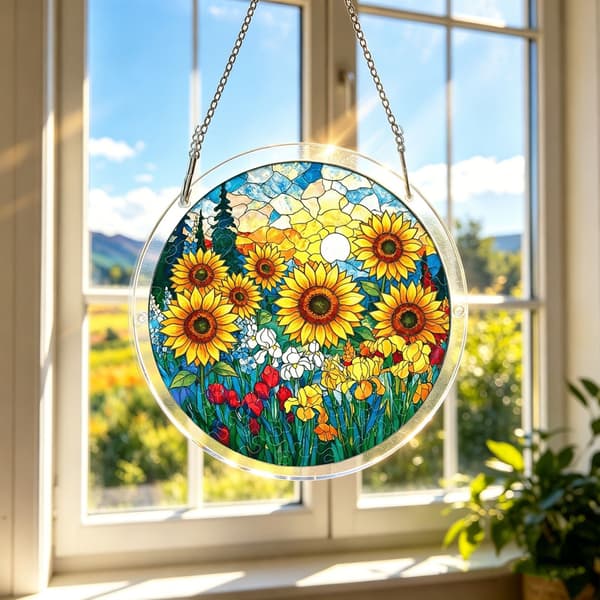 Solkatcher Akryl Puslespill Ornament Fargerik Vindusdekor Lysfanger Rund Kunstdekorasjon*DP032* DP032