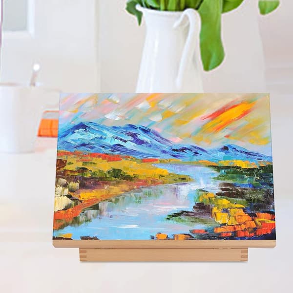 Lutande ritbräda och bärbart staffli – Naturlig träfinish, 45 x 33,5 x 30 cm(f2)