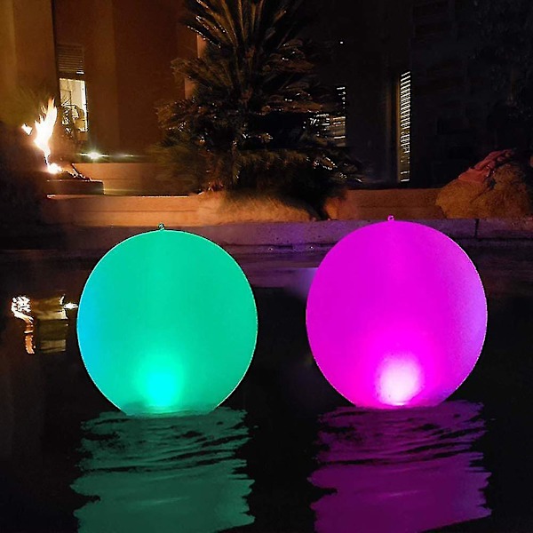 Oppblåsbar LED Strandball, 13 Farger Lysende Oppblåsbare Baller, Utendørs Strand Svømmebasseng Lekeball med LED-lys