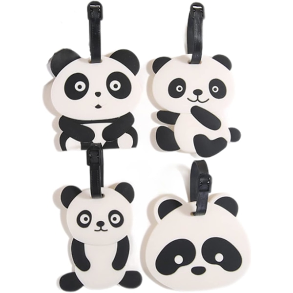 Bagasjelapper 4 stk Bagasjelapper for reisevesker Fleksible silikon Panda Koffertetiketter med ID Navn Adresse{f2}