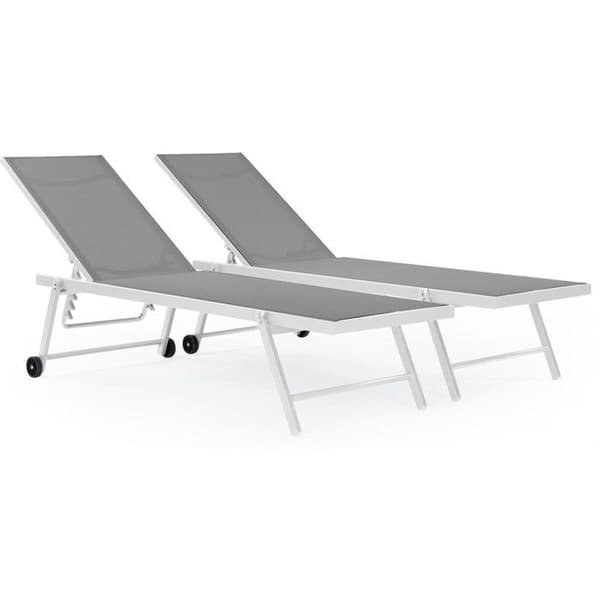 Set med 2 solstolar i textil och aluminium \"Jolia\" - Grå / (F2) Grå Vit