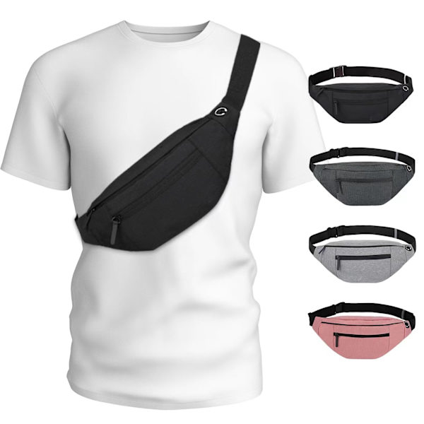 Suuri Crossbody-vyölaukku 4 vetoketjutaskulla, lahjoja urheilufestivaaleista nauttimiseen, treenaamiseen, matkustamiseen, juoksemiseen, rentoihin handsfree-lompakoihin