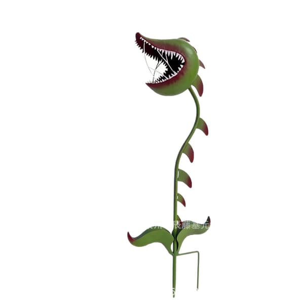 Metallblomst plantestøtte, dekorativ hagepynt, utendørs hageskulpturstøtte for blomster og planter