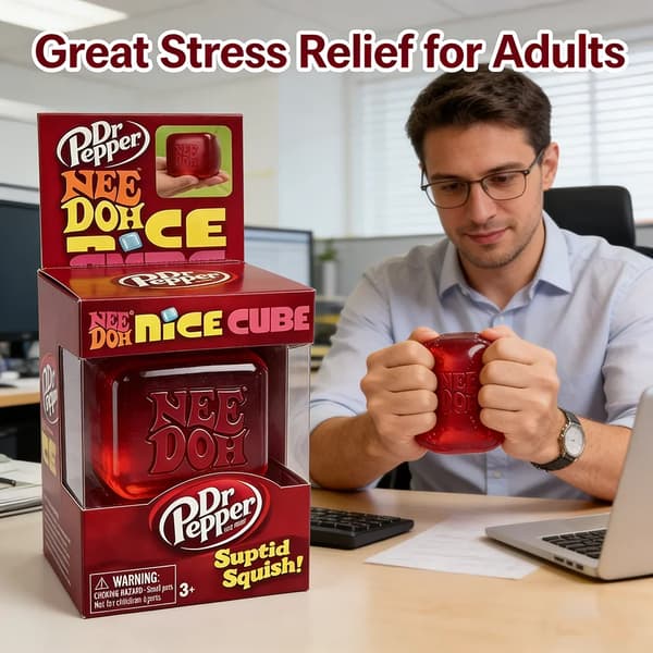 Dr Pepper x NeeDoh Nice Cube Squishy leketøy Stressavlastningsleketøy Myk klemme Fidget Cube for barn og voksne Angstlindring Sensorisk leketøy D