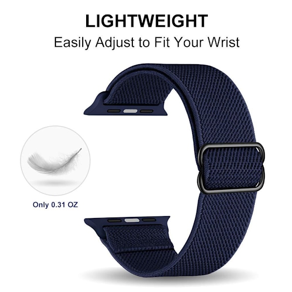 Justerbart elastisk flettet sportsarmbånd i nylon, egnet for Apple Watch-reim, egnet for Iwatch-serien, blå (38/40/41mm){sl}