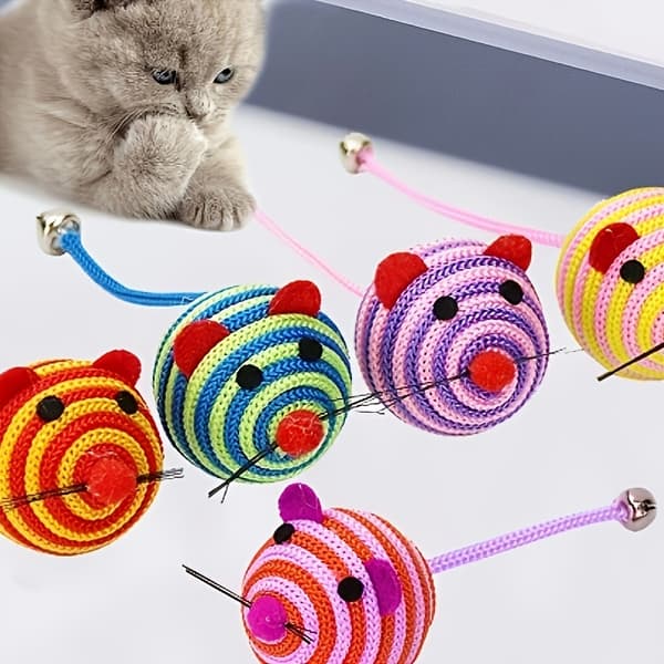 2 stk katteleke muse-teaser slitesterk bitebestandig kattungeleke 【Multicolor】