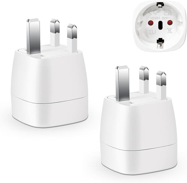 2-delt UK Stikadapter Sæt Frankrig til UK Rejseadapter Stikadapter til Irland England Skotland Dubai Malta Type G Adapter