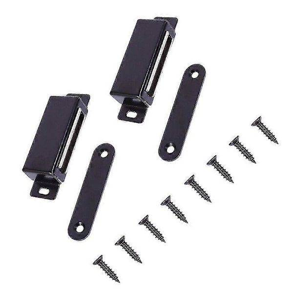 2 stk. Sterk magnetisk dørmagnet i rustfritt stål (Svart)(f2)