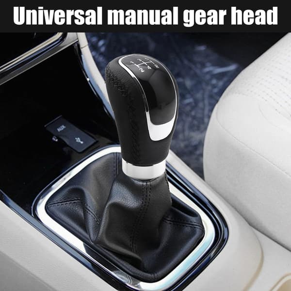 Kompatibel Universal Gear Shift Knob med 3 Adaptere 8 mm 10 mm 12 mm til Biler Aluminium Legering og Læder Sort