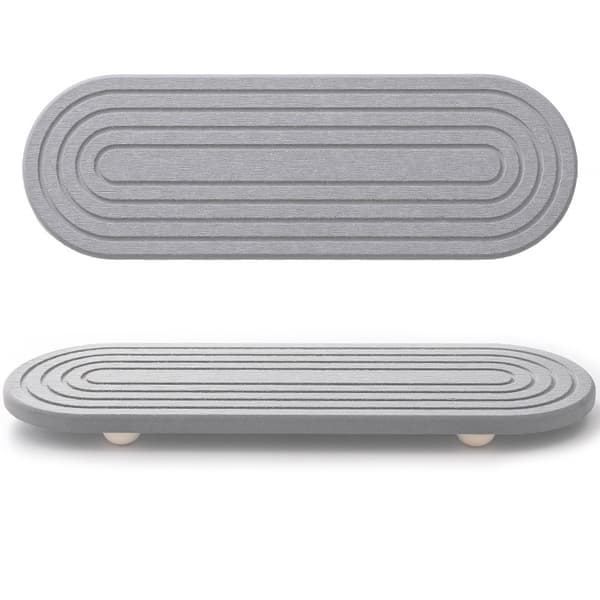 Nordisk Minimalistisk Koppbricka i Kiselgur – Stenabsorberande Dräneringsmatta med Bambuställ Medium gray 30*10cm