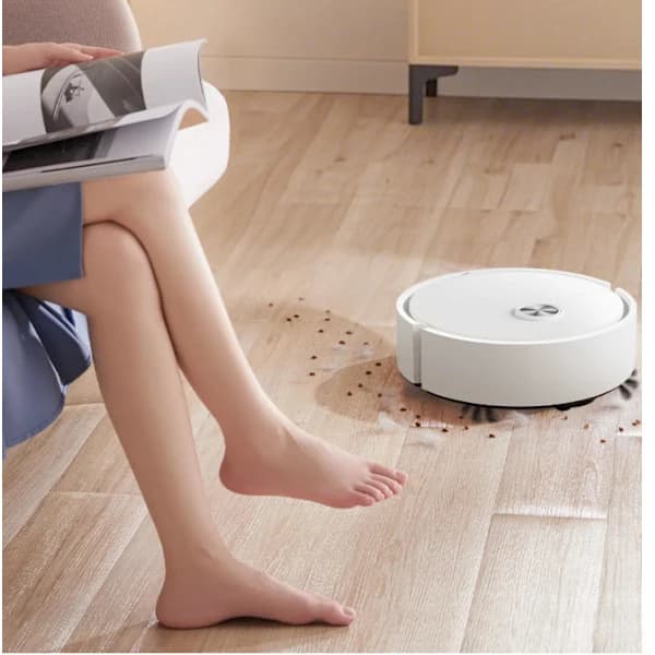 Genopladelig Mini Robotstøvsuger med Moppe, Kompakt Gulvrengøringsmaskine Sort（F2） Black