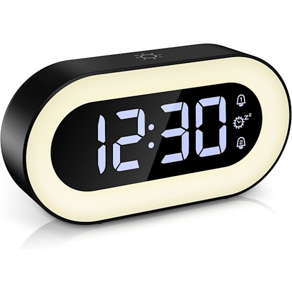 Digital vækkeur, LED natlys vækkeur med snooze