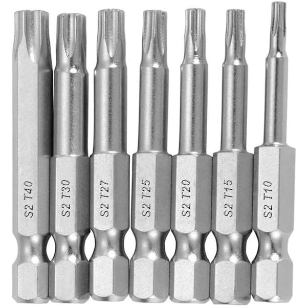 Hex Skaft Torx Stjerne 5-Punkt Bits Skrutrekker T10-T40 Magnetisk Sikker