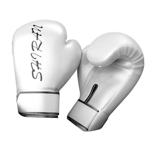 Boxhandskar för barn och vuxna för rolig Muay Thai-kamp, Sanda, kampsport, säckträning, PU-vantar, set, vit White 10oz