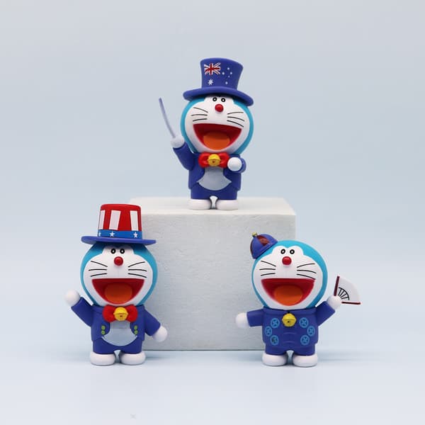 REA! 6 st Doraemon Figurer Set | Anime Karaktär Samlarleksaker - Perfekt för Fans & Barn