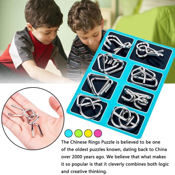 Nio Spännen Pedagogiska Leksaker Metallpussel Lås Upp Interl N(f2) pink one-size