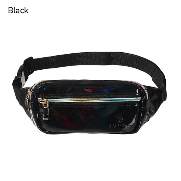 Nya laser holografiska midjeväskor Fanny Pack Slim Shiny svart - spot försäljning svart