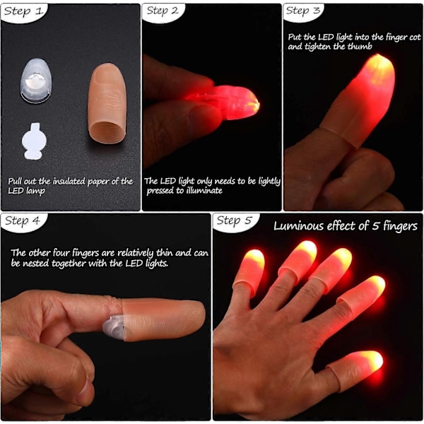 10 Stykker LED Fingerlys Triks Fingerlys Tommellys Finger Spøk Leketøy Verktøy for Opptreden Halloween-WELLNGS