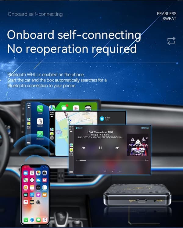2025 2-i-1 Trådlös CarPlay Android Auto Adapter Bilspel USB A USB C Förlängningskabel Plug Play Kompatibel med iOS 10 Android 11 Låg Latens