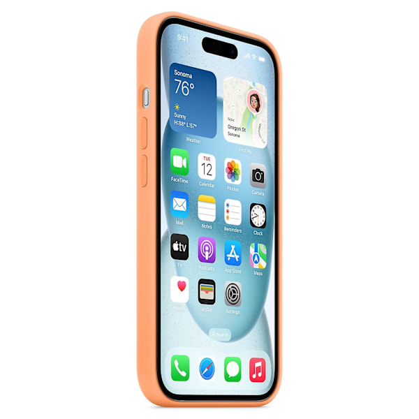 iPhone 15 Deksel Kompatibelt med MagSafe Ripebestandig Silikon Telefondeksel Oransje Orange iPhone 15