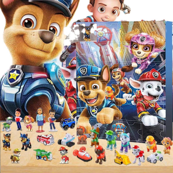 Adventskalender Mugg 2024 24st Patrullfigurer Dockor Leksaker Jul 24 Dagars Nedräkningskalendrar Blind Box Festivalgåva för Barn Vuxna[F2]