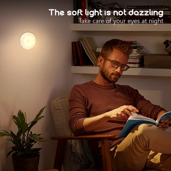 6 st rörelsesensor LED nattlampor USB uppladdningsbar vägglampa för sovrumstrappa Warm White 6pcs