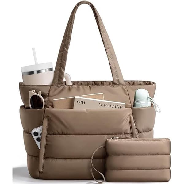 Stor Puffer Tote Bag för kvinnor 15,6\" laptopfodral, 20L Pink