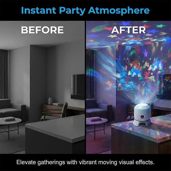 Dynamisk Roterende LED Projektorlampe, 360° Roterende Havbølge Natprojektionslampe, Multi-Vinkel Projektionsbase, til Meditation Ocean