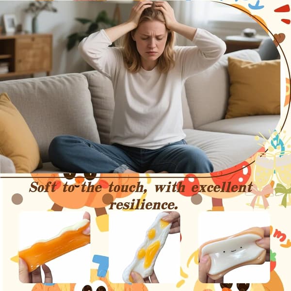 5-delt Squishy Sæt – Søde Stressaflastende Legetøj, Klemme Squishies, Anti-Stress Legetøj