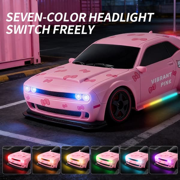Pinkki Dodge Hellcat RC-auto, 4WD nopea driftaava kauko-ohjattava auto lapsille