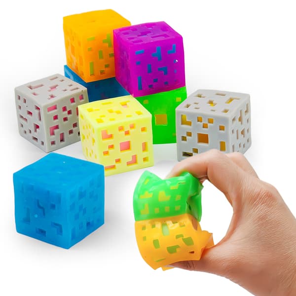 5 stk. Pixel LED Cube Fidget Legetøj – Lysende Mosaikblok Squishy Stressaflastende Legetøj med Etui Tilfældige farver