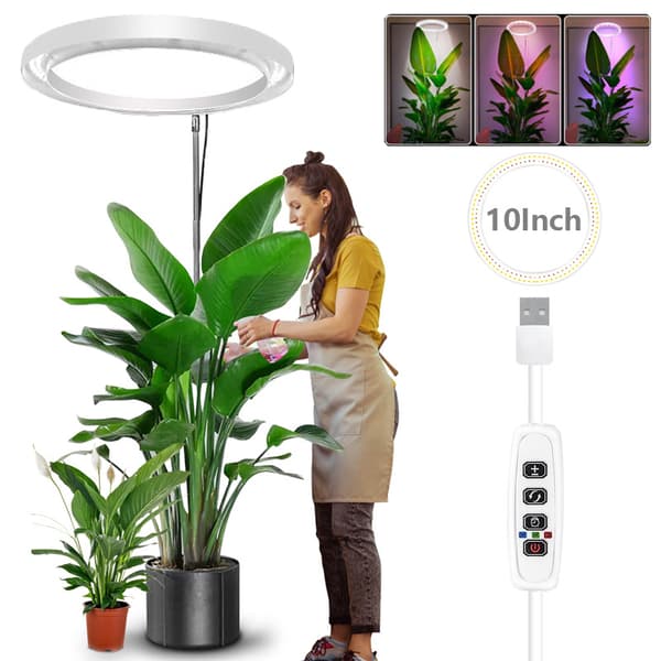 Fuld-spektrum 10-tommer USB plantevækstlys med justerbar arm, sort