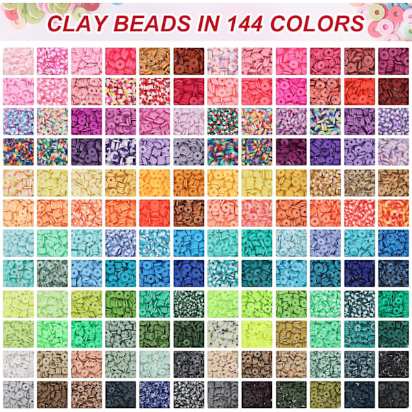 15000 st, 144 färger lera pärlor, Charm Armband DIY Kit för flickor 8-12, Polymer Heishi pärlor för smycken, för hantverk Julklapp{f2} Purple