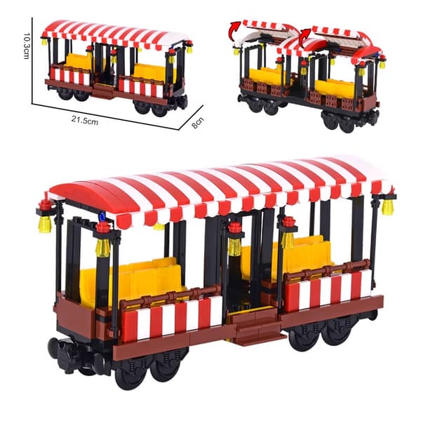 Togbane byggeklosser sett, bybanevognmodell, DIY konstruksjonsleke for barn**Container tog Container train