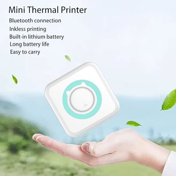Mini Klistremerkeprinter, Bluetooth Trådløs Bærbar Mobilprinter