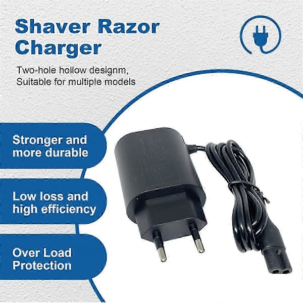 12V 0.4A Erstatningslader for Braun Series S3 S5 S7 S8 S9 Elektrisk Barbermaskin Ladeadapter EU Plugg [db] Black