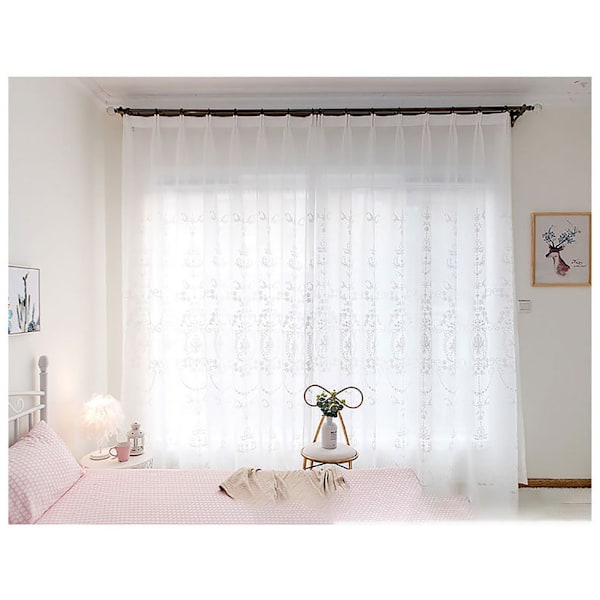 Broderede gardiner/halvtransparente