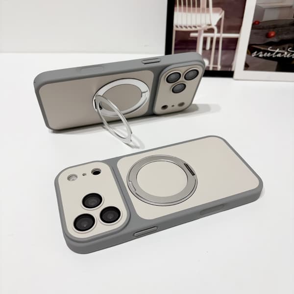 Magnetisk iPhone-cover med roterende stander, stødsikkert beskyttelsescover til iPhone 18/17/16, justerbar telefonholder*iPhone 18 Pro Max*grå grey iPhone 18 Pro Max