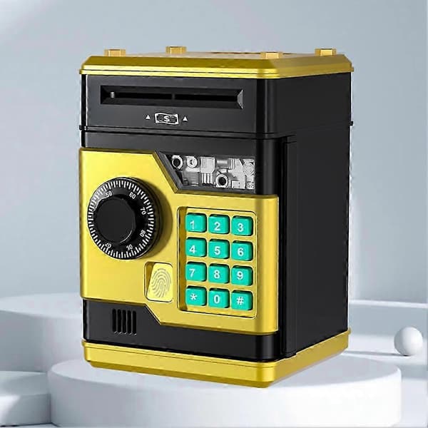 Elektronisk spargris ATM Lösenord Pengar Box Säker Smart Fingeravtryck Automatisk Bank Barn Mon Gold
