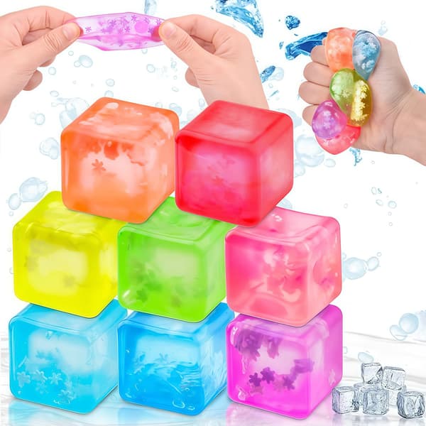 Snöflingeisbit Squishy Leksak - TPR Stressboll för Ångest - Långsamt Resande Dekompressionsleksak Blå 3cm
