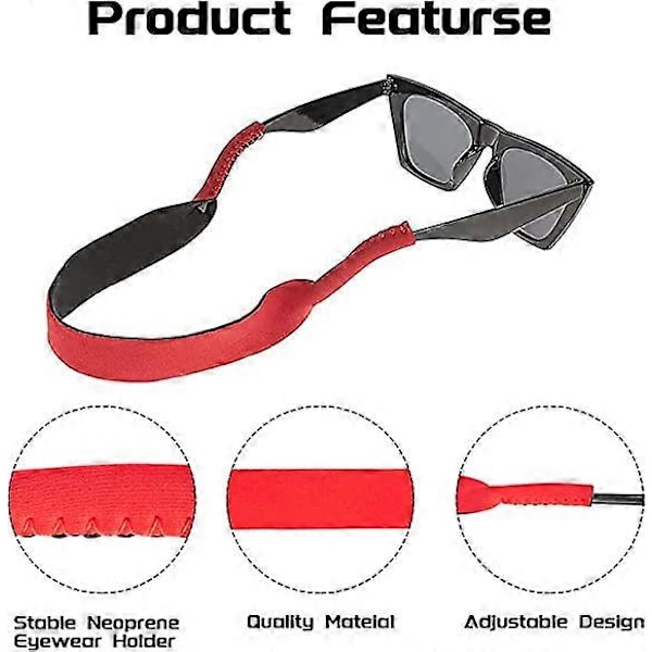 6-pack Neopren Elastisk Snoddhållare för Sportglasögon och Solglasögon, Snodd Flytare Anti-Slip Elastisk Snodd Rep db
